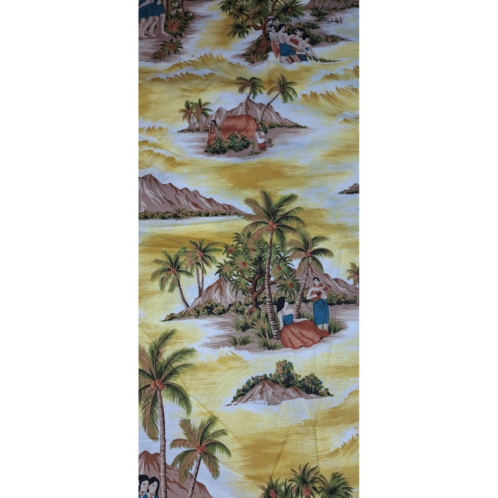 Vintage 1997 Trendtex Fabrics Hawaiian Tropical Island Print Fabric 3 Yard x 44"